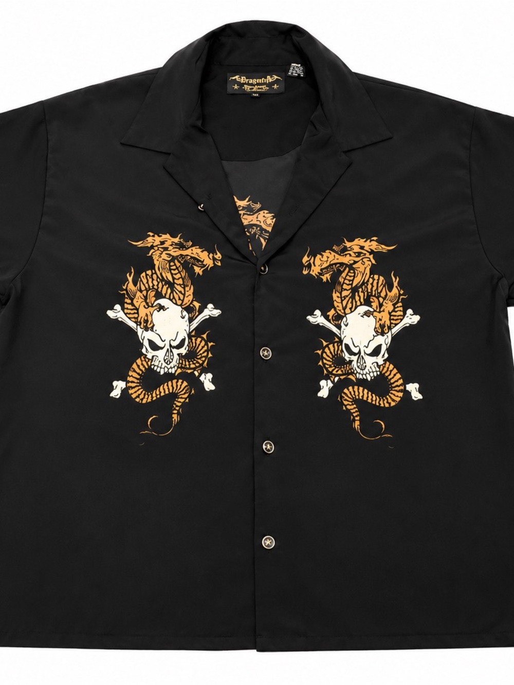 Dragonfly Custom Company Skull & Dragon Button-Up Shirt | Y2K Tattoo | XXXL